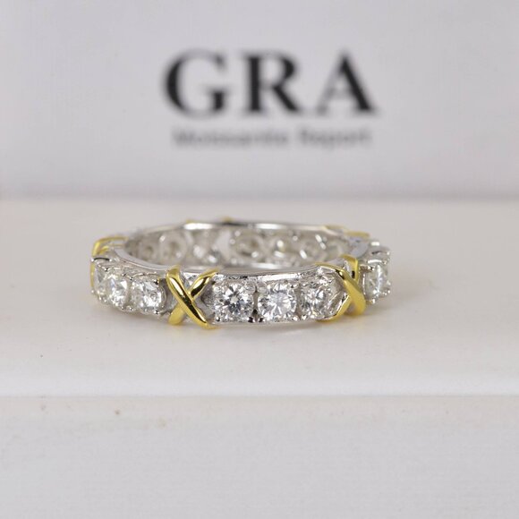 GRA Certified Moissanite Ring Full Eternity Wedding Band - Picture 2 of 4